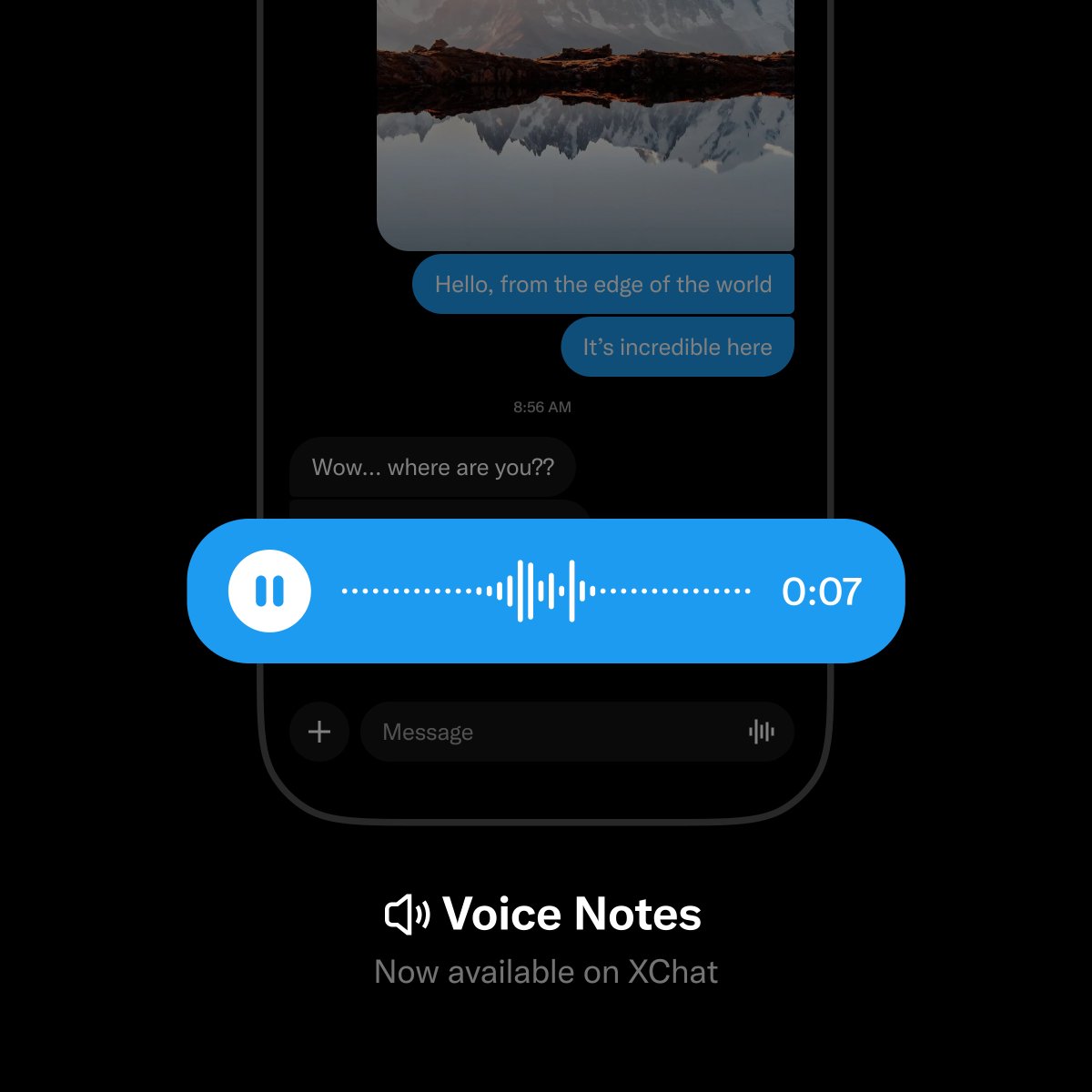XChat 上的语音笔记终于来了。